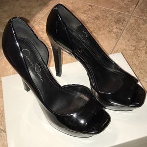 Jessica Simpson black platform heels